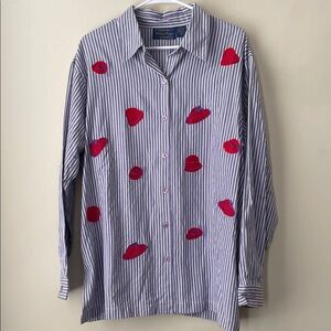 Red Hat‎ Society XL Striped Long Sleeve Button Up Shirt